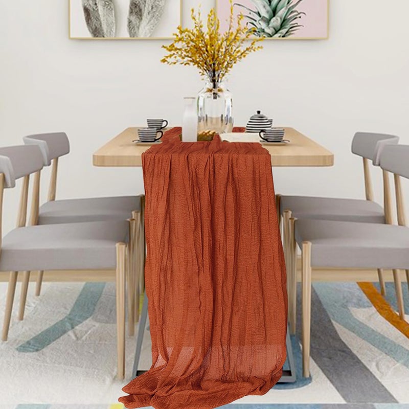 KEEPSHOWING 12 Pack Cheesecloth Table Runner, Runner Gauze Boho Wedding Decor Romantic Table Runner for Wedding Birthday Party(35" x 118") (Terracotta) - Image 5