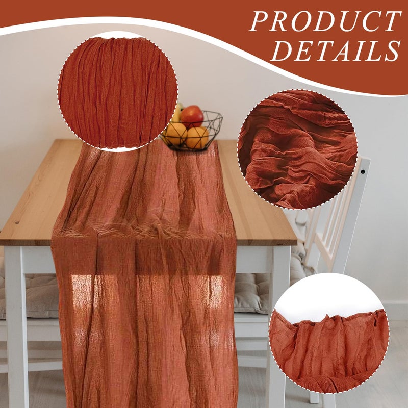 KEEPSHOWING 12 Pack Cheesecloth Table Runner, Runner Gauze Boho Wedding Decor Romantic Table Runner for Wedding Birthday Party(35" x 118") (Terracotta) - Image 3