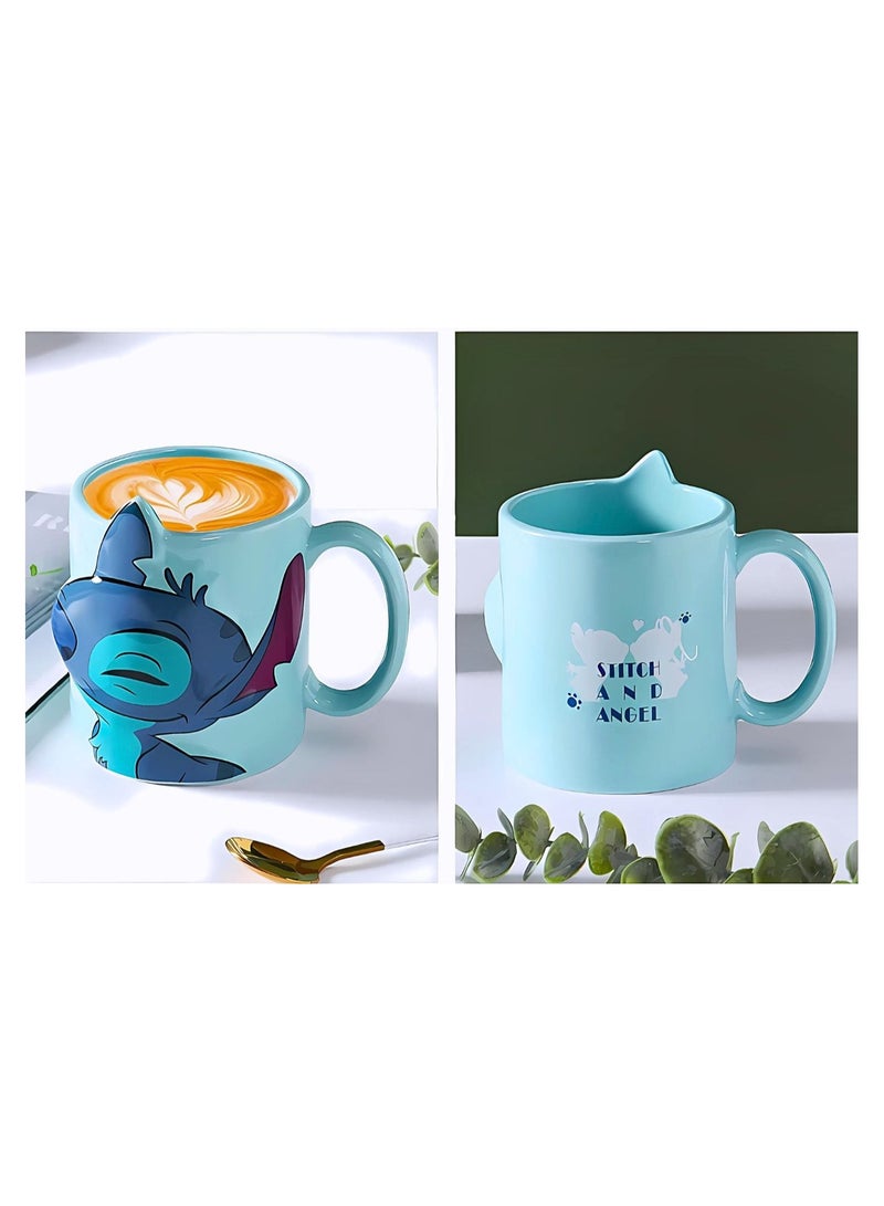 طقم أكواب للأزواج بغرز متطابقة للأزواج، مثالي للقهوة والشاي والشوكولاتة الساخنة، كوب سيراميك 350 مل - Image 5