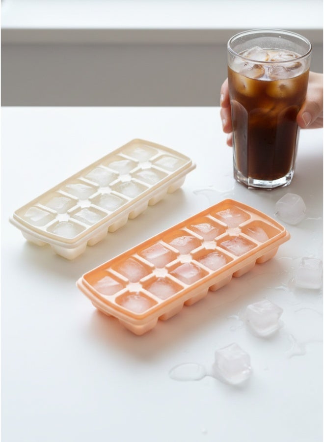 Set of 2 Premium Plastic Ice Cube Trays – 12-Slot Freezer Molds for Fast Ice Release, Perfect for Juices & Cold Drinks –Multicolor - Image 1