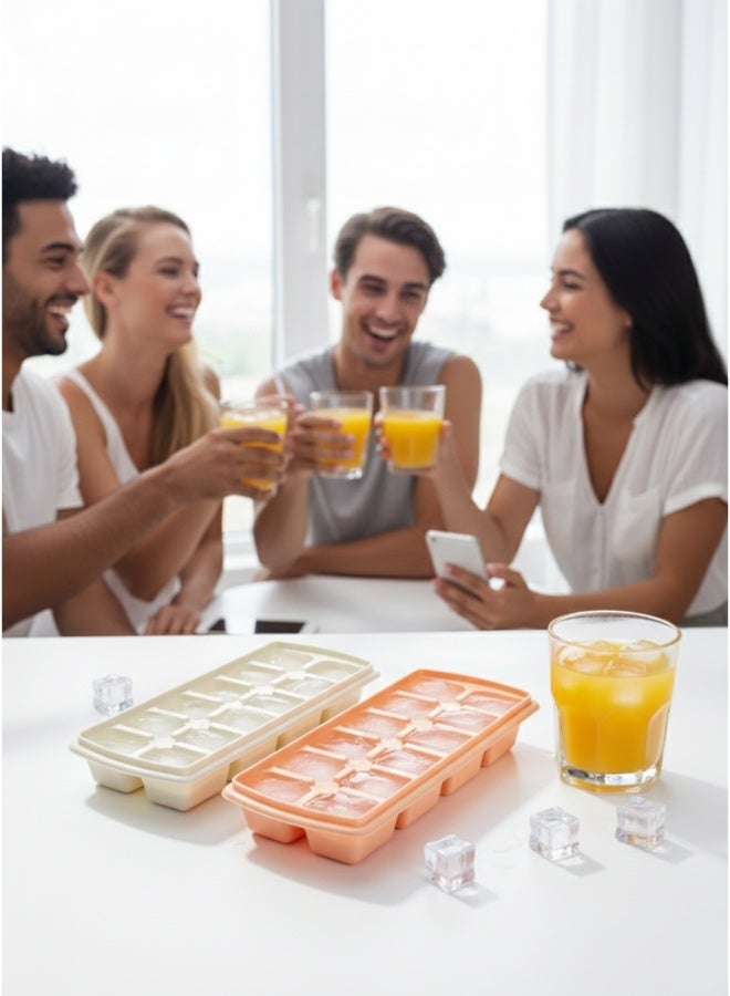 Set of 2 Premium Plastic Ice Cube Trays – 12-Slot Freezer Molds for Fast Ice Release, Perfect for Juices & Cold Drinks –Multicolor - Image 2