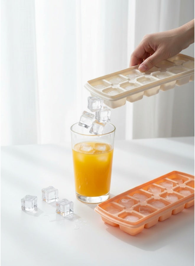 Set of 2 Premium Plastic Ice Cube Trays – 12-Slot Freezer Molds for Fast Ice Release, Perfect for Juices & Cold Drinks –Multicolor - Image 3