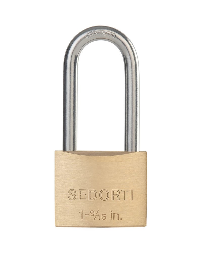 SEDORTI Outdoor Weatherproof Padlock with Stainless Steel Shackle and Solid Brass Body Marine Grade Rustproof Long Lock for Sheds Storage Unit School Gym Locker Fence Toolbox Hasp Storage