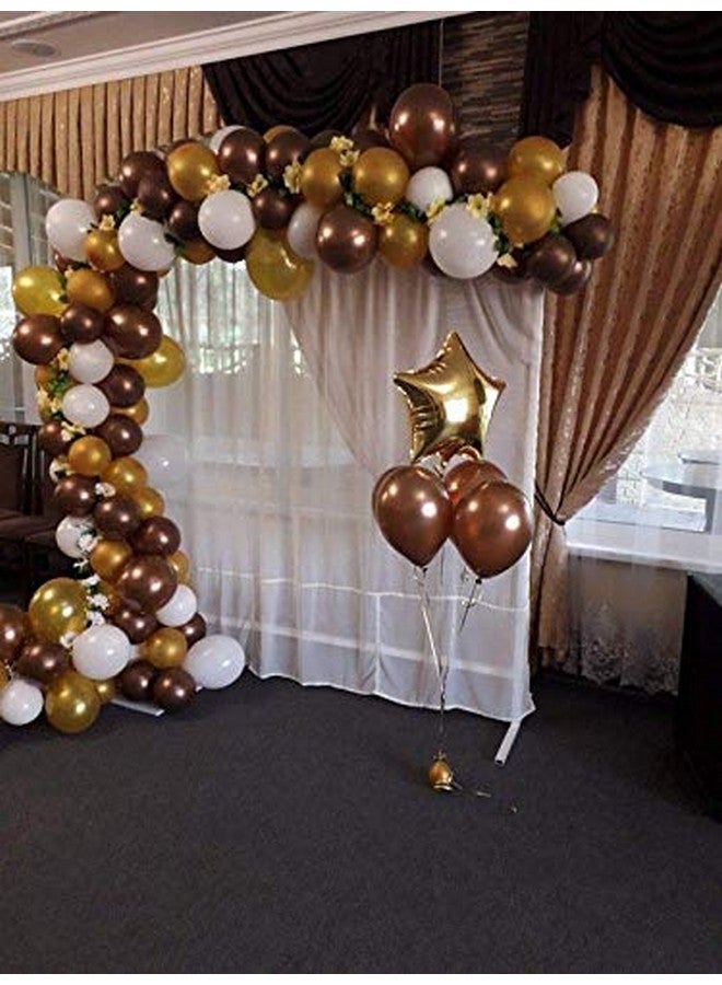 بالونات TRISHRA Party Products عالية الدقة ذات اللمسة المعدنية لتزيين حفلات أعياد الميلاد/الذكرى السنوية، عبوة من 25 بالونًا باللون البني والذهبي والأبيض