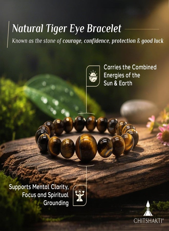 Chitshakti Certified Tiger Eye Bracelet | Unisex both for Men & Women | 18beads Stretchable Bracelet | Natural Crystal Healing Stone | Positive Effect. - Image 4