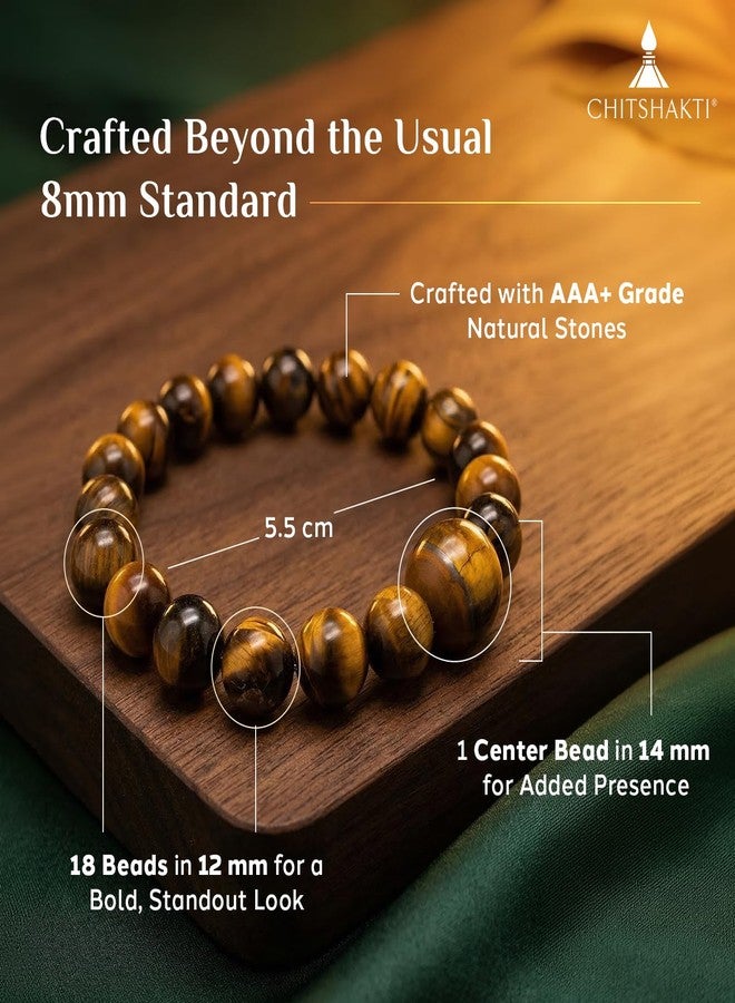 Chitshakti Certified Tiger Eye Bracelet | Unisex both for Men & Women | 18beads Stretchable Bracelet | Natural Crystal Healing Stone | Positive Effect. - Image 3