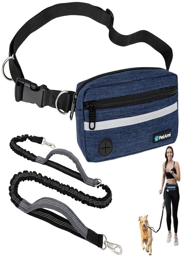 PetAmi Hands Free Dog Leash, Dog Running Leash Belt for Walking Jogging, Dog Waist Zipper Pouch Fanny Pack with Poop Bag Dispenser, Dual Padded Handle Bungee Leash for Small Medium Large Dogs, Single - Image 1