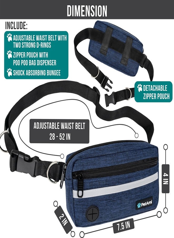 PetAmi Hands Free Dog Leash, Dog Running Leash Belt for Walking Jogging, Dog Waist Zipper Pouch Fanny Pack with Poop Bag Dispenser, Dual Padded Handle Bungee Leash for Small Medium Large Dogs, Single - Image 2