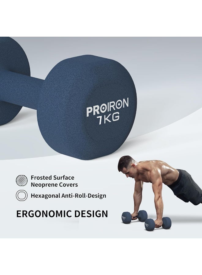 PROIRON أوزان الدمبلز من برو إيرون نيونبرين - مجموعة 7 كجم - Image 3