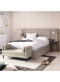 A to Z Furniture Prime Wall Panel Headboard Bed 200x200cm Super King Bed in Beige Color 