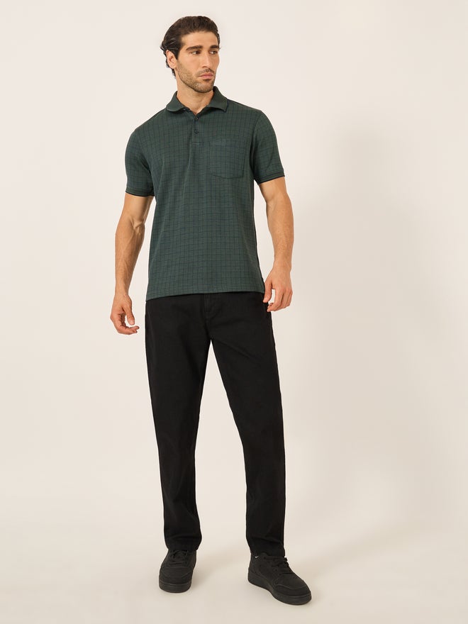 فورت كولينز تيشيرت بولو رجالي فورت كولينز أخضر كاروهات بجيوب - Image 2