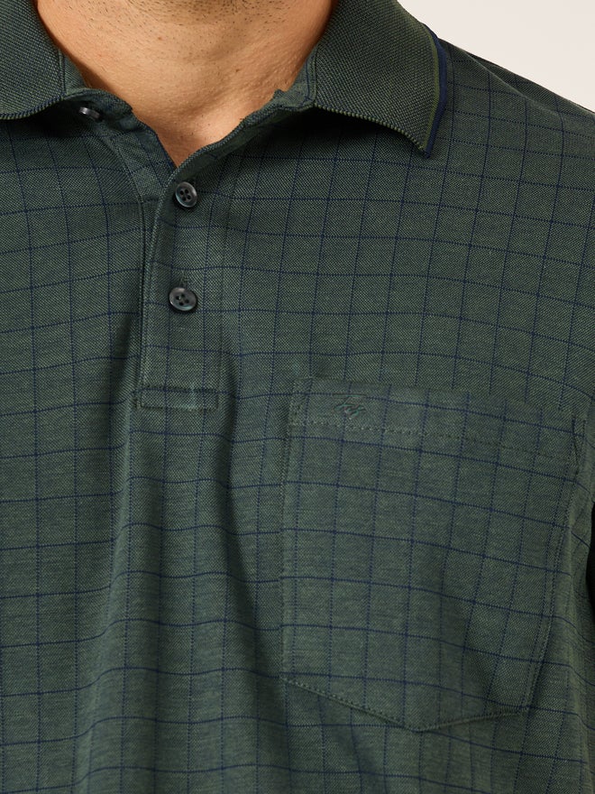 فورت كولينز تيشيرت بولو رجالي فورت كولينز أخضر كاروهات بجيوب - Image 3