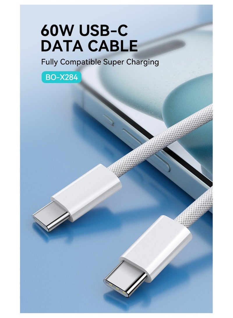 بوو كابل بيانات شحن سريع من Type-C إلى Type-C أبيض - Image 1