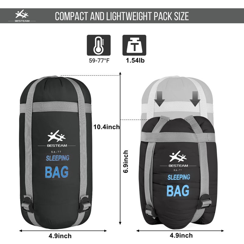 WERTYCITY Warm Weather Sleeping Bag - Portable, Waterproof, Compact Lightweight, Packable with Compression Sack for Camping Backpacking Hiking, for Kids, Teens Adults - Spring Summer Fall(Claret Red) - Image 2