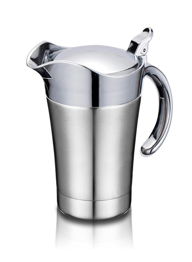 DIKEDON Stainless-Steel Double Insulated Gravy Boat - Sauce Jug with Hinged Lid, Ideal for Gravy or Cream at Thanksgiving, Gravy Pitcher - 16 oz/450 ml - Image 2