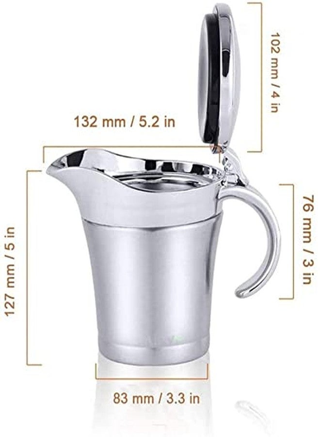 DIKEDON Stainless-Steel Double Insulated Gravy Boat - Sauce Jug with Hinged Lid, Ideal for Gravy or Cream at Thanksgiving, Gravy Pitcher - 16 oz/450 ml - Image 5