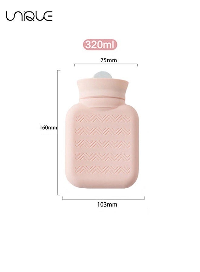Unique 320ml Hot Water Bottle with Knited Cover, Mini Hot Water Bag for Pain Relief, Waist, Back, Neck, Shoulders, Small Leak Proof Hot Water Bottle with Removable Cover for Women, Kids, Best Gifts(Pink) - Image 2