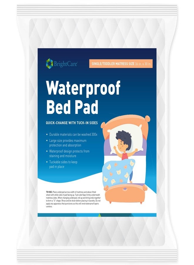 BrightCare Kids Waterproof Bed Pad - Washable Underpad with Tuck in Sides - Soft Quilted Reusable Bed Wetting Protection for Potty Training Children (Toddler and Single Bed Size) - by BrightCare - Image 1