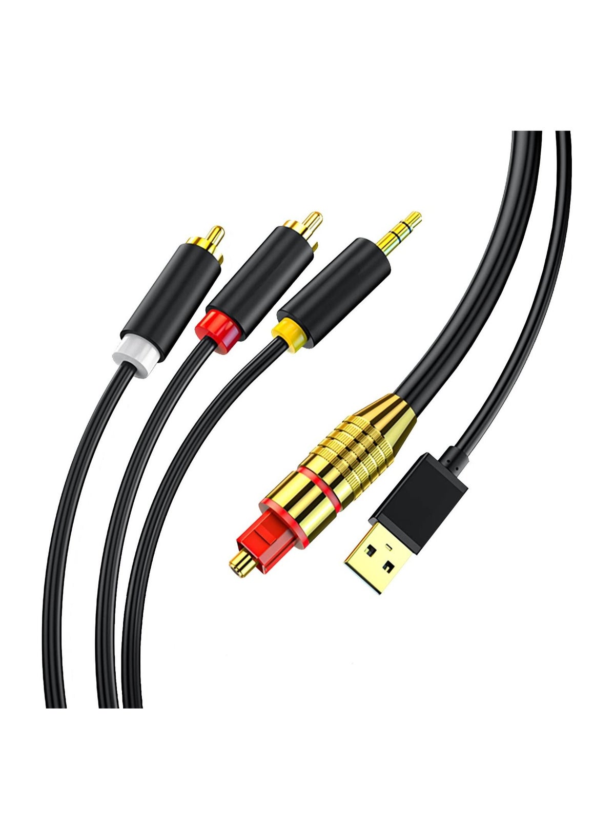 كابتن تيك Captaintech Digital Fiber Optical To Analog 2rca +3 Jack Stereo Audio Cable