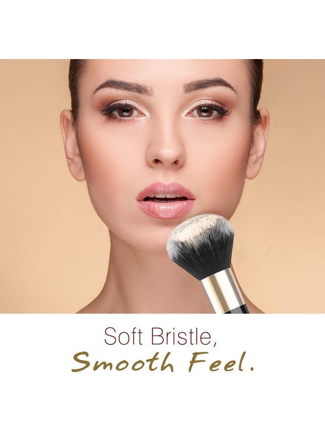 لوكس سبير فرشاة مكياج بودرة Luxspire، فرشاة كابوكي مسطحة، فرشاة مكياج كبيرة واحدة، فرشاة بودرة الوجه المعدنية الناعمة، فرشاة أحمر الخدود لدمج المكياج، باللونين الأسود والذهبي - Image 2