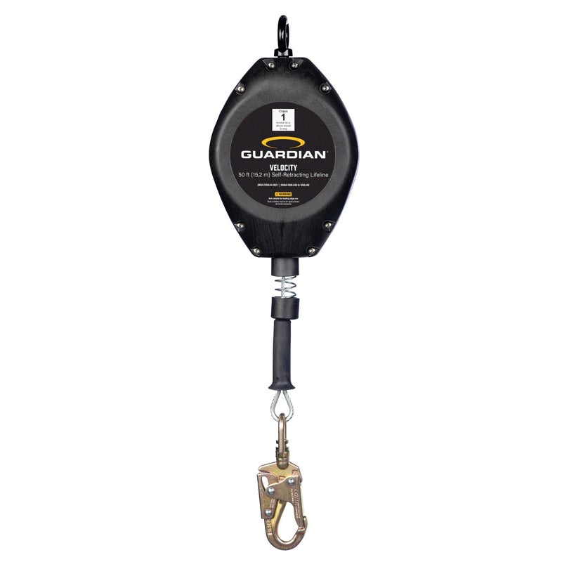 Guardian 42003 Velocity Class 1 Cable SelfRetracting Lifeline SRL with Carabiner 50 ft Class 1 ANSI and OSHA Compliant