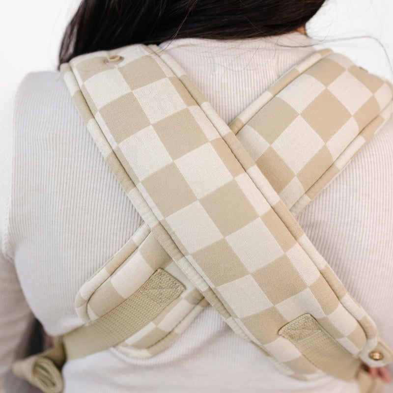 AVA + OLIVER Ava & Oliver Essential Baby Carrier â€“ Ergonomic, Hip-Healthy Soft Structured Carrier for Infants & Toddlers (7â€“35lbs) - Front and Back Carry, Breathable Fabric, Stylish & Lightweight (Almond Check) - Image 4