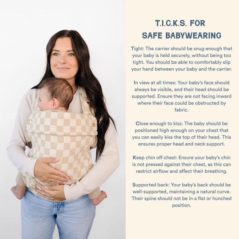 AVA + OLIVER Ava & Oliver Essential Baby Carrier â€“ Ergonomic, Hip-Healthy Soft Structured Carrier for Infants & Toddlers (7â€“35lbs) - Front and Back Carry, Breathable Fabric, Stylish & Lightweight (Almond Check) - Image 5