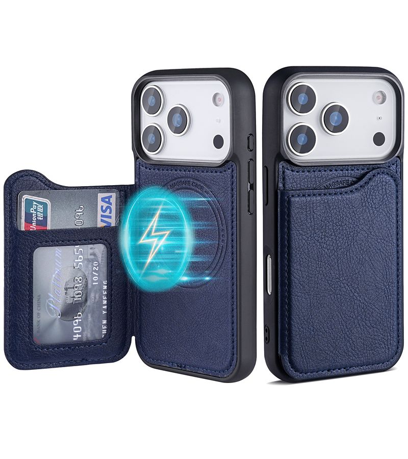 Slim Lightweight Magnetic Wireless Charging Card Slot Phone Case For iPhone 16 Pro Blue - Image 4