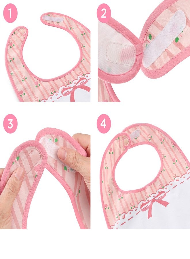 Littleforbig Cotton Waterproof Babydoll Printed Floral Adult Bib with Adjustable Hook-and-Loop Fastener Closure 2-Pack Pink and Blue - Image 4