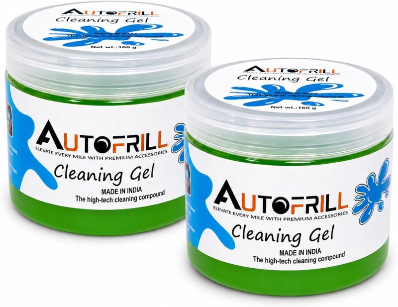 AUTOFRILL جل تنظيف لفتحات تكييف السيارة، منظف الغبار الداخلي، منظف لوحة المفاتيح، مجموعة جل التنظيف الفائق، مجموعة تنظي�� عالمية لداخل السيارة، لوحة المفاتيح، الكمبيوتر الشخصي، الكمبيوتر المحمول، مجموعة تنظيف السيارة، جل تنظيف السيارة (أخضر-160 جم) (عبوتين) - Image 1