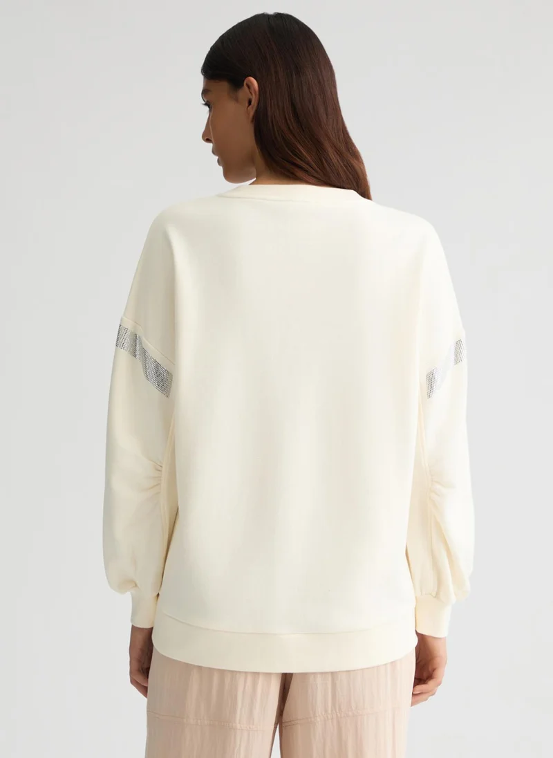 Liu Jo White sweatshirt with rhinestones