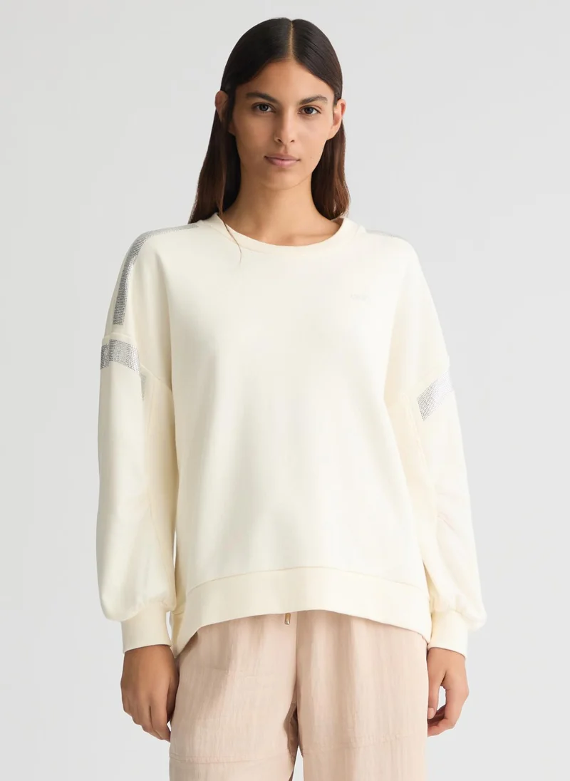 Liu Jo White sweatshirt with rhinestones