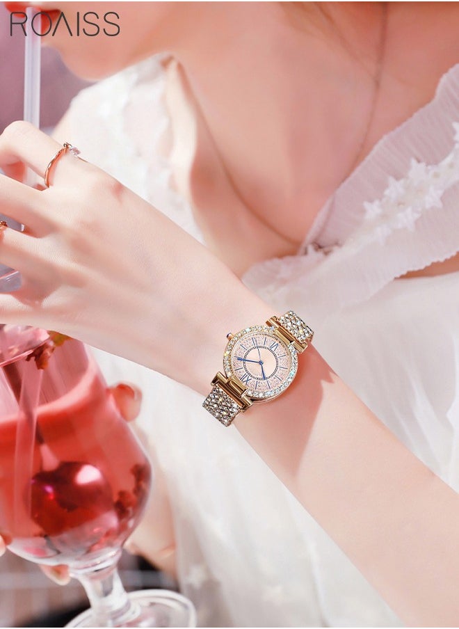 roaiss Women's Bracelet Strap Quartz Watch Analog Display Round Dial Watch with Full Rhinestone Decoration Waterproof Elegant Gift for Ladies  - Image 3