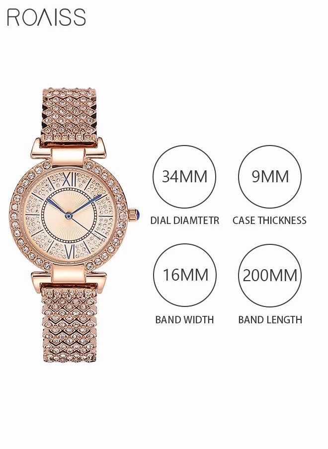 roaiss Women's Bracelet Strap Quartz Watch Analog Display Round Dial Watch with Full Rhinestone Decoration Waterproof Elegant Gift for Ladies  - Image 3