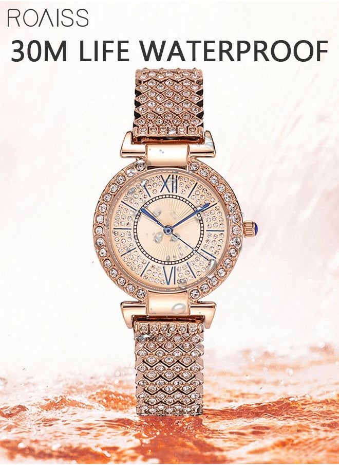 roaiss Women's Bracelet Strap Quartz Watch Analog Display Round Dial Watch with Full Rhinestone Decoration Waterproof Elegant Gift for Ladies  - Image 4