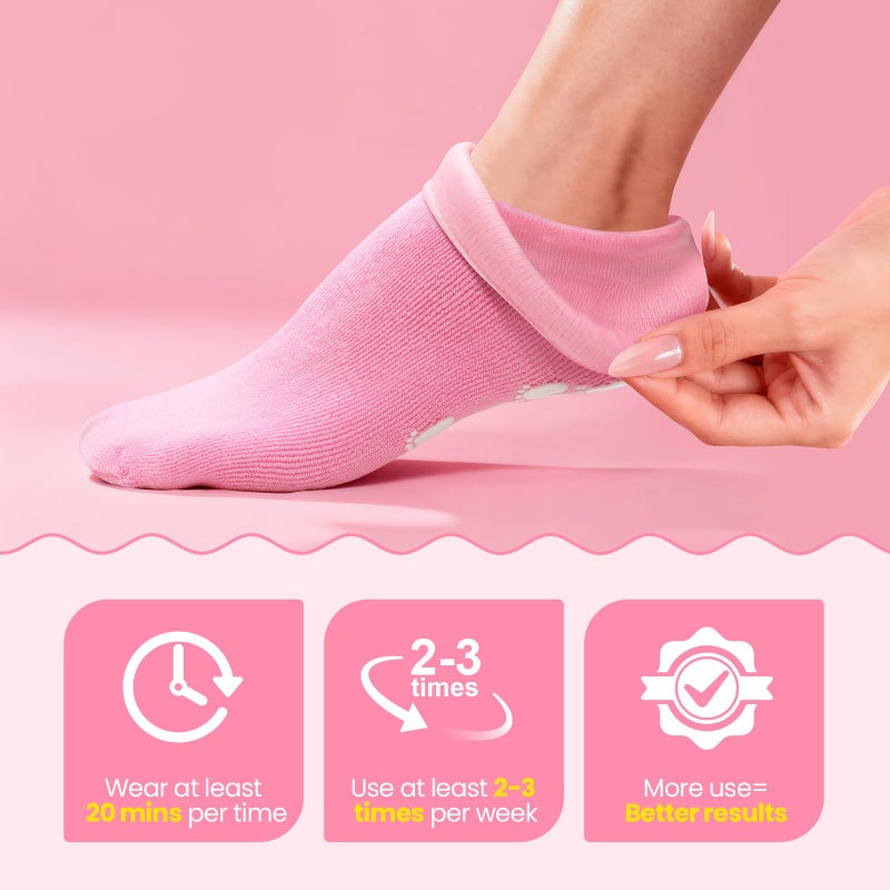 ALUROICE Silicone Moisturizing Socks for Women Large- 2Pairs Foot Moisturizer Socks for Dry Cracked Feet- Pink Aloe Spa Moisture Hydrating Foot Care Socks (L Up to Size 12) - Image 5