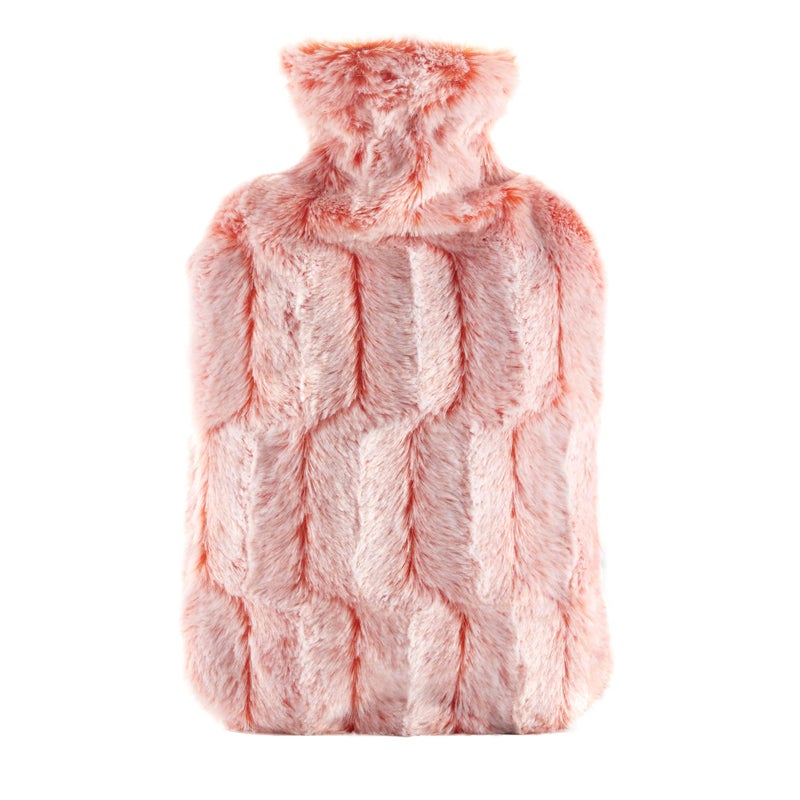 samply Hot Water Bottle 2L Hot Water Bag with Furry Cover Light Pink