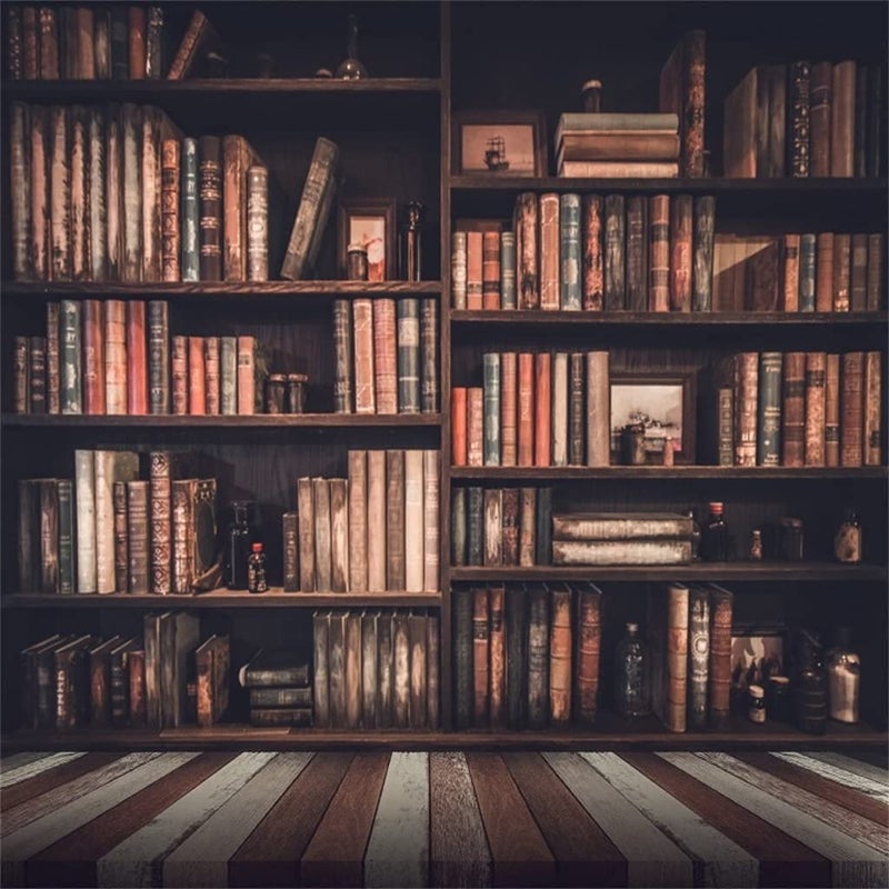 AOFOTO 10x10ft Old Books on Vintage Bookshelf Photography Background Library Retro Bookcase Backdrop Kid Boy Girl Adult Artistic Portrait Photoshoot Studio Props Video Drape Wallpaper