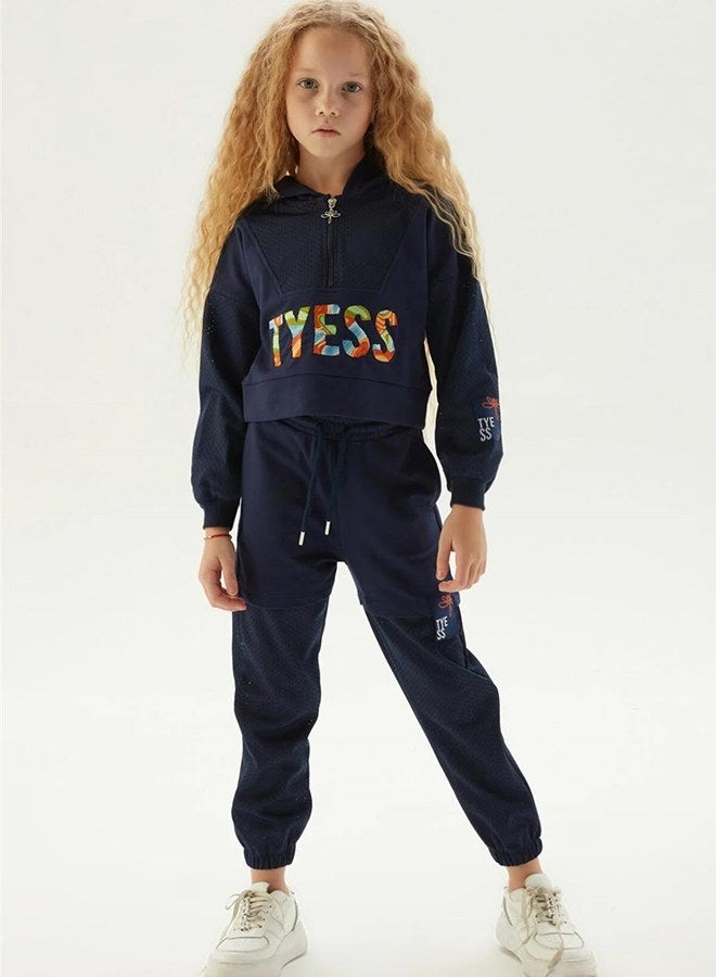 TYESS Tyess Girl Navy Blue Tracksuit Top - Image 1
