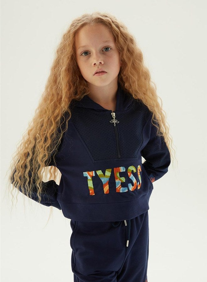 TYESS Tyess Girl Navy Blue Tracksuit Top - Image 2