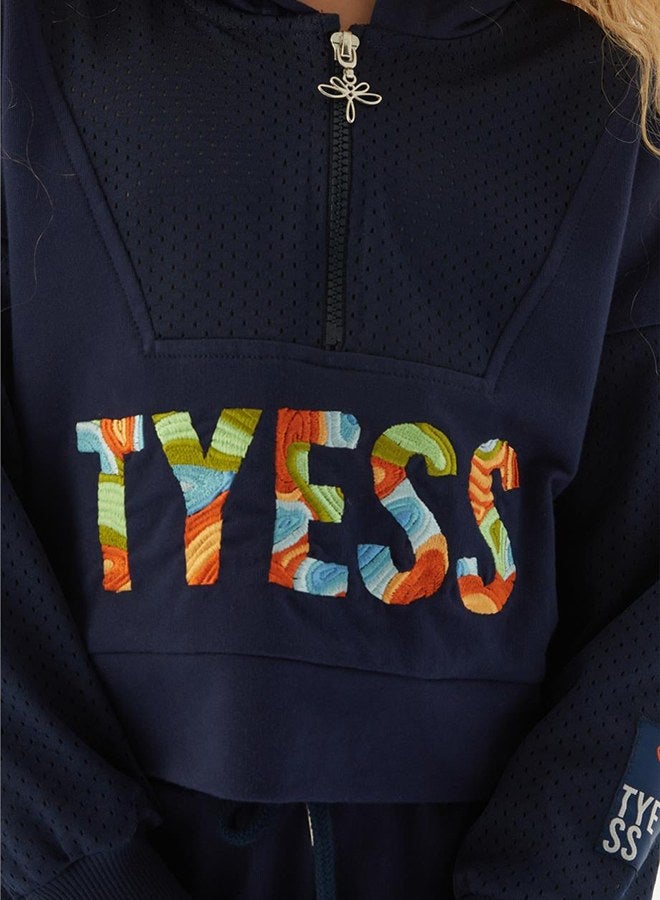 TYESS Tyess Girl Navy Blue Tracksuit Top - Image 3