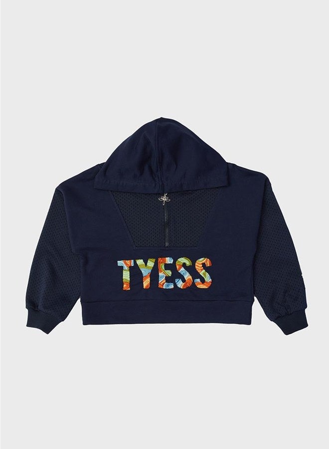TYESS Tyess Girl Navy Blue Tracksuit Top - Image 5
