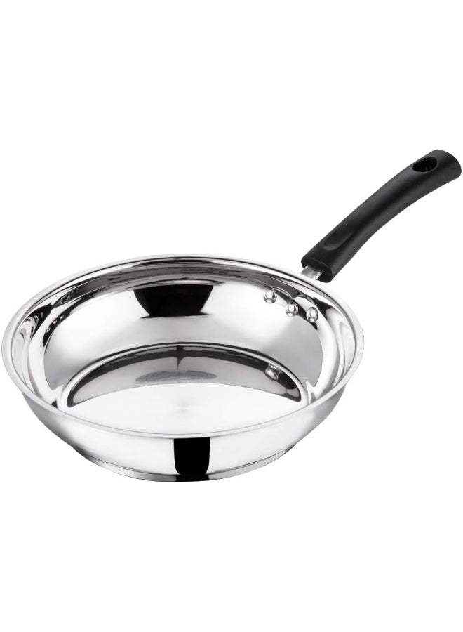VINOD Stainless Steel Frypan - 22 cm | Skillet Pan for Frying | SAS Bottom | Cool Touch Bakelite Handle | Induction and Gas Base| Silver - Image 1