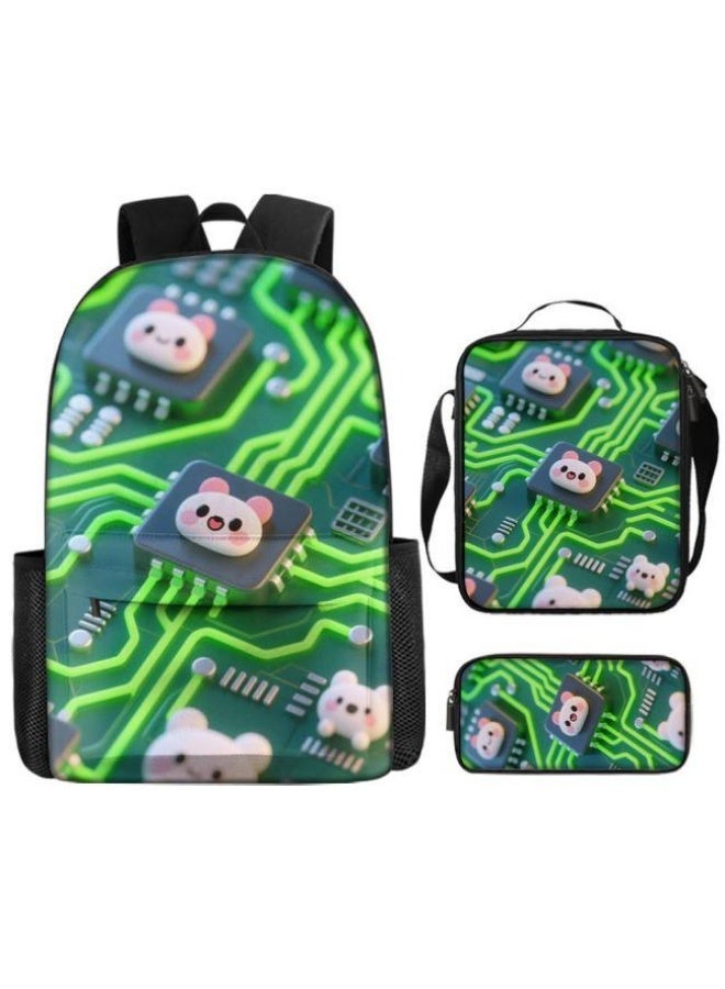 [Super new special offer] Cartoon theme bag three-piece set | double-shoulder + hand-held + storage pen bag | gift self-use good-looking - 687  - Image 2