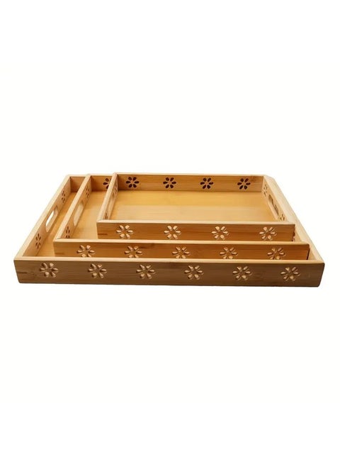 3-Piece Rectangular Bamboo Serving Trays Set