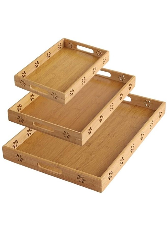 NKX - 3-Piece Rectangular Bamboo Serving Trays Set - Image 1