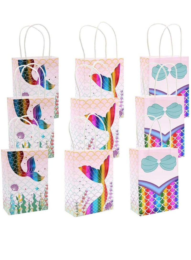 Excefore 9-Piece Birthday Gift Bag Mermaid Party Supplies Children'S Candy Paper Bag - Image 1