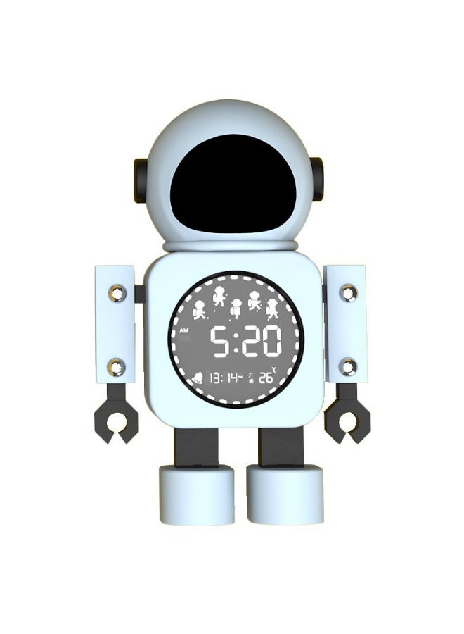 KUYING Creative Metal Digital Display Nightlight Silent Robot Alarm Clock 