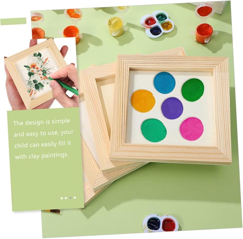 Cabilock 5 Pcs Unfinished Wooden Clay Frames For DIY Painting 15X15X0 8CM - Image 4