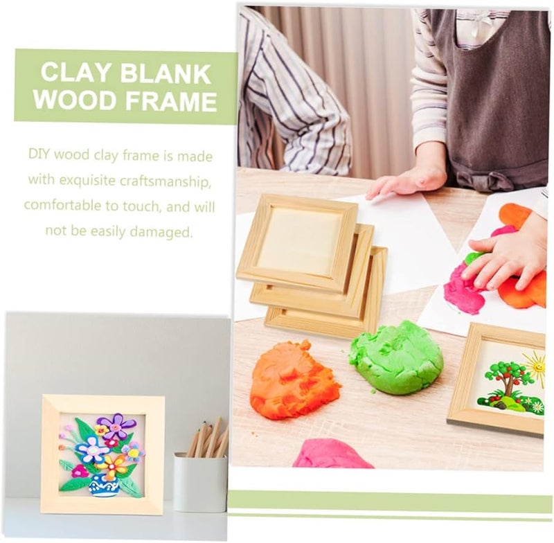 Cabilock 5 Pcs Unfinished Wooden Clay Frames For DIY Painting 15X15X0 8CM - Image 5